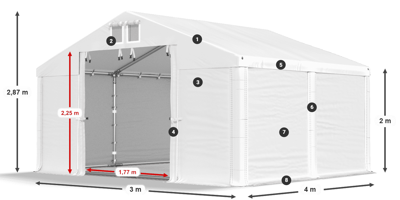 Dach: SD 560 PVC Wände: MS 580 PVC Legende 2m