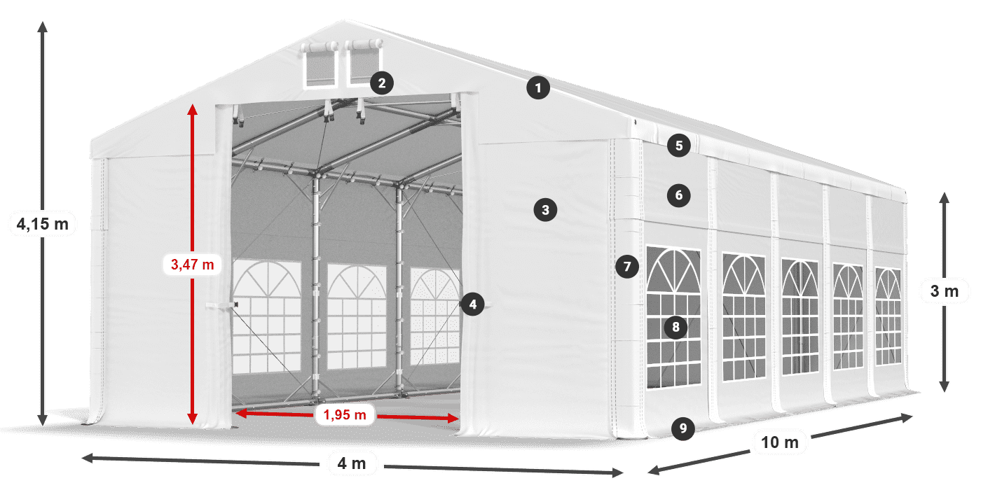 Dach: FR 620 PVC Wände: SD 500 PVC 3m Legende