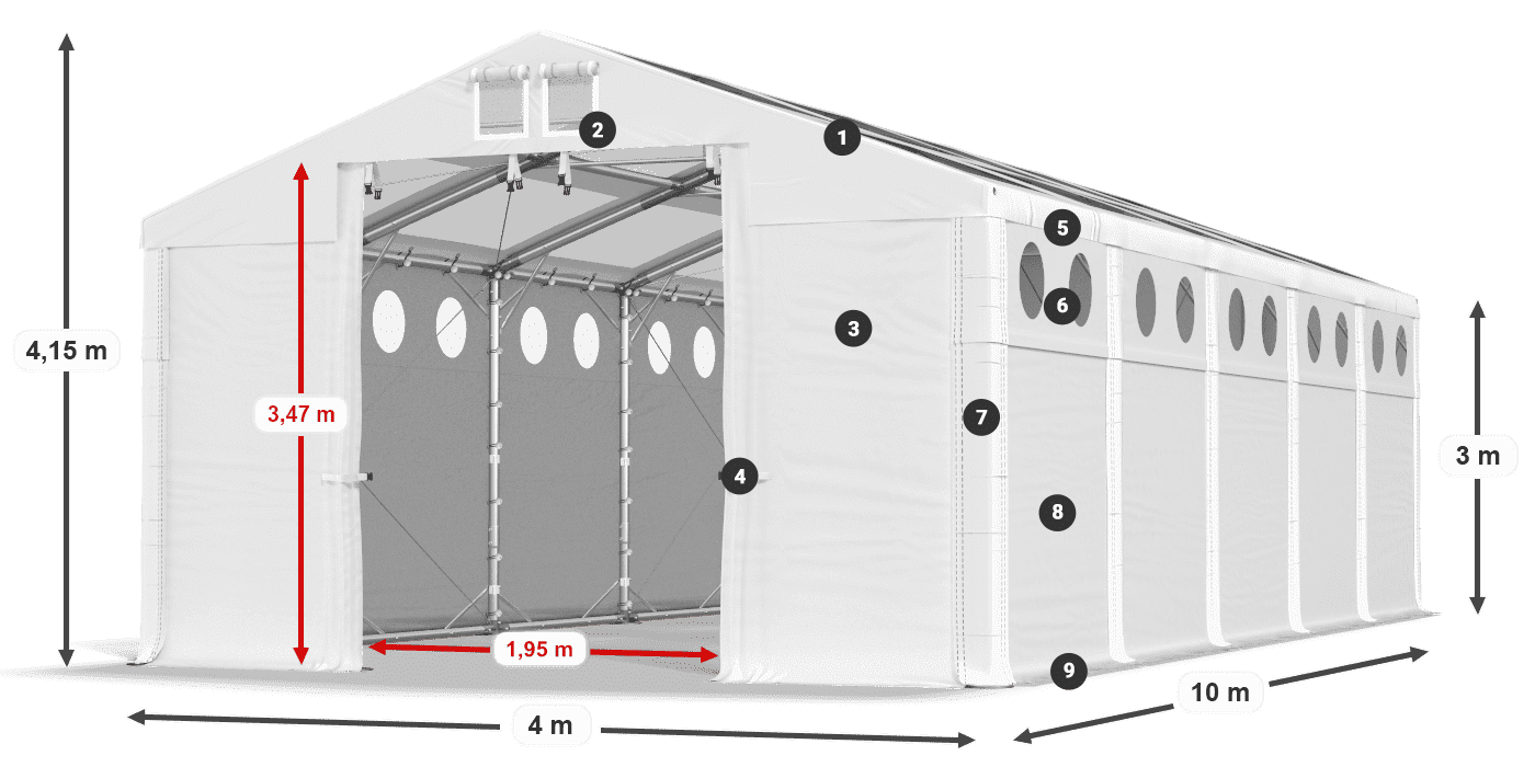 Dach: MS T 580 PVC Wände: SD O 500 PVC 3m Legende