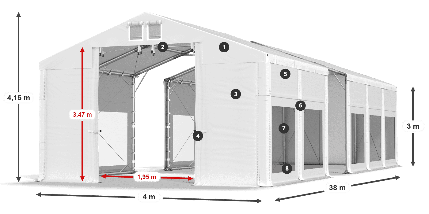 Dach: FR 620 PVC Wände: MS 580 PVC 3m Legende