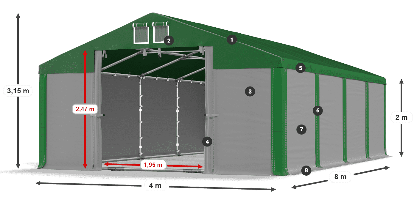 Dach: SD 560 PVC Wände: MS 580 PVC Legende 2m