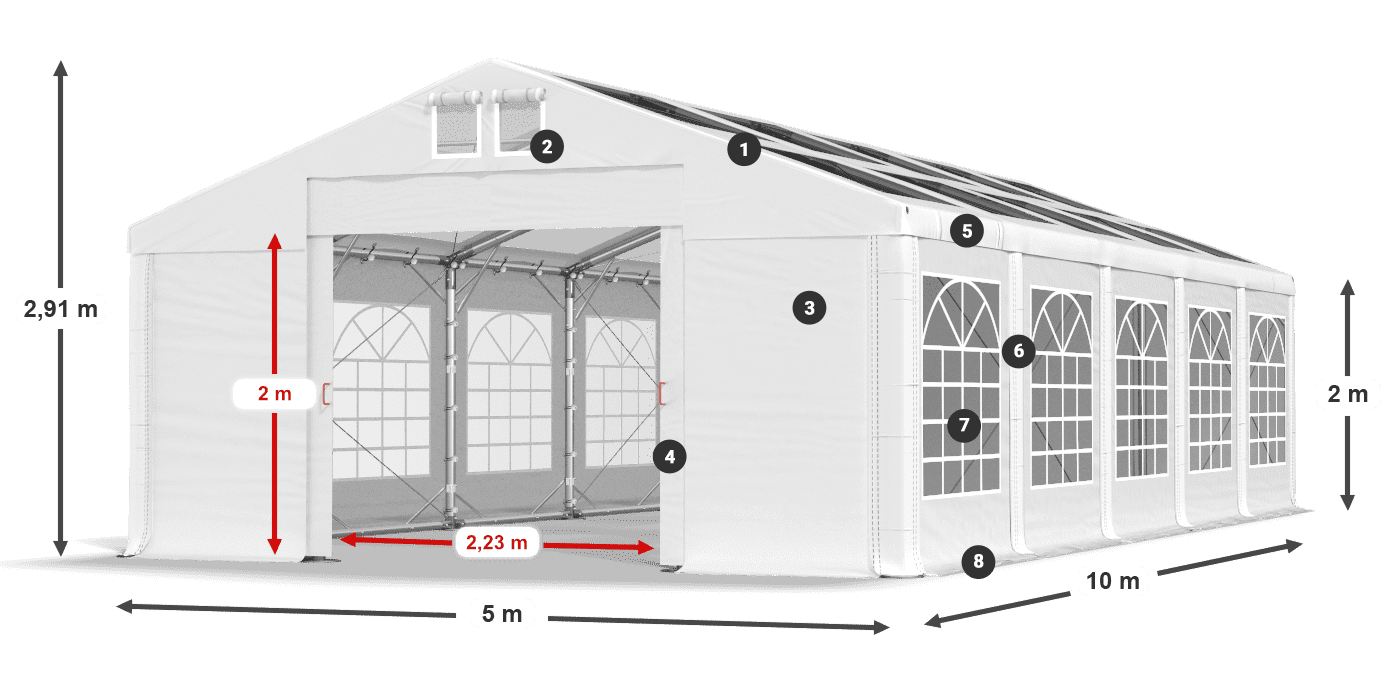 Dach: MS T 580 PVC Wände: FR 620 PVC 2m Legende