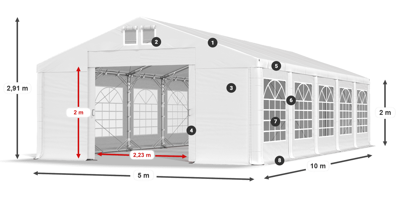 Dach: MS 580 PVC Wände: FR 620 PVC 2m Legende