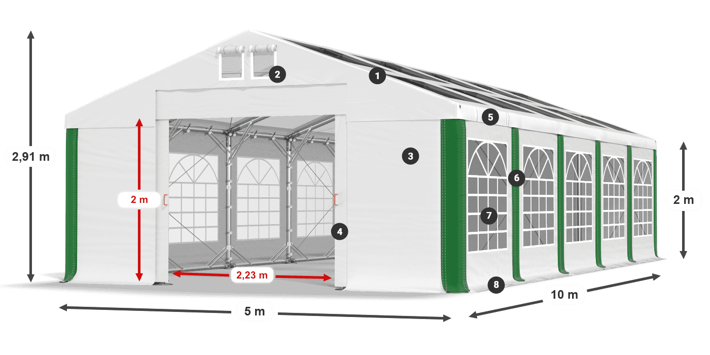 Dach: MS 580 PVC Wände: SD 500 PVC 2m Legende