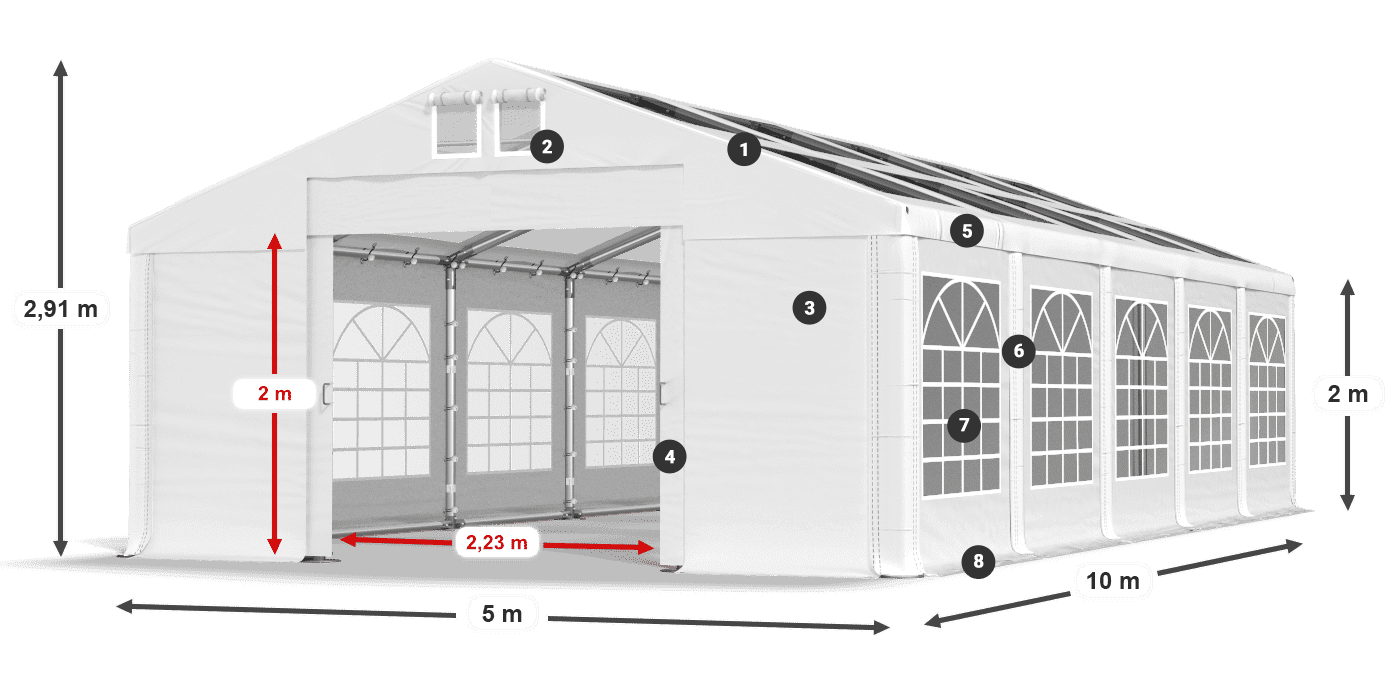 Dach: MS 580 PVC Wände: SD 500 PVC 2m Legende