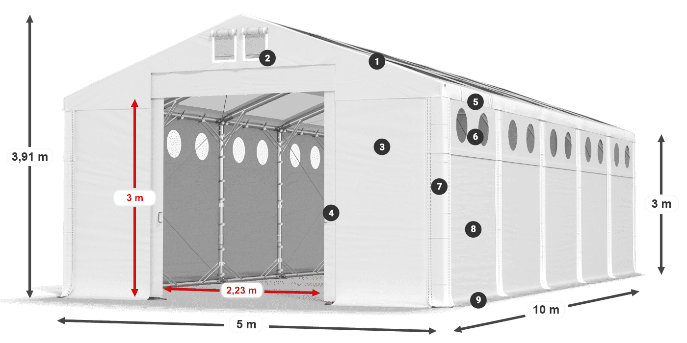 Dach: MS T 580 PVC Wände: SD O 500 PVC 3m Legende