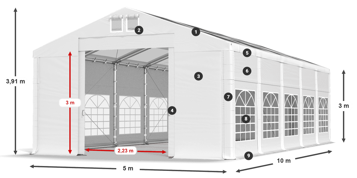 Dach: MS T 580 PVC Wände: SD I 500 PVC 3m Legende