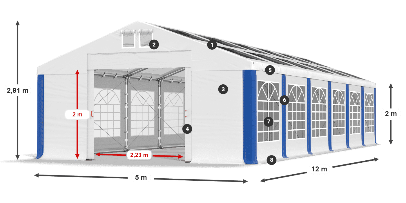 Dach: MS 580 PVC Wände: SD 500 PVC 2m Legende