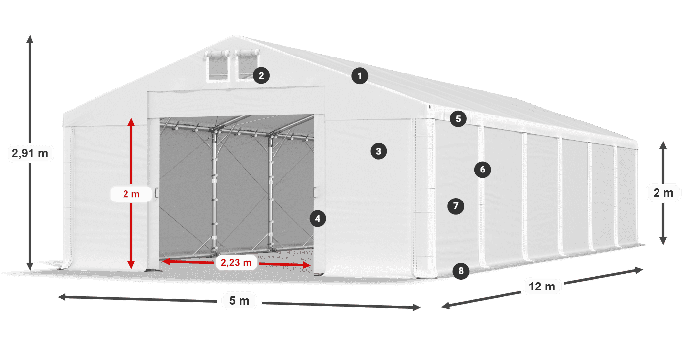 Dach: SD 560 PVC Wände: MS 580 PVC Legende 2m