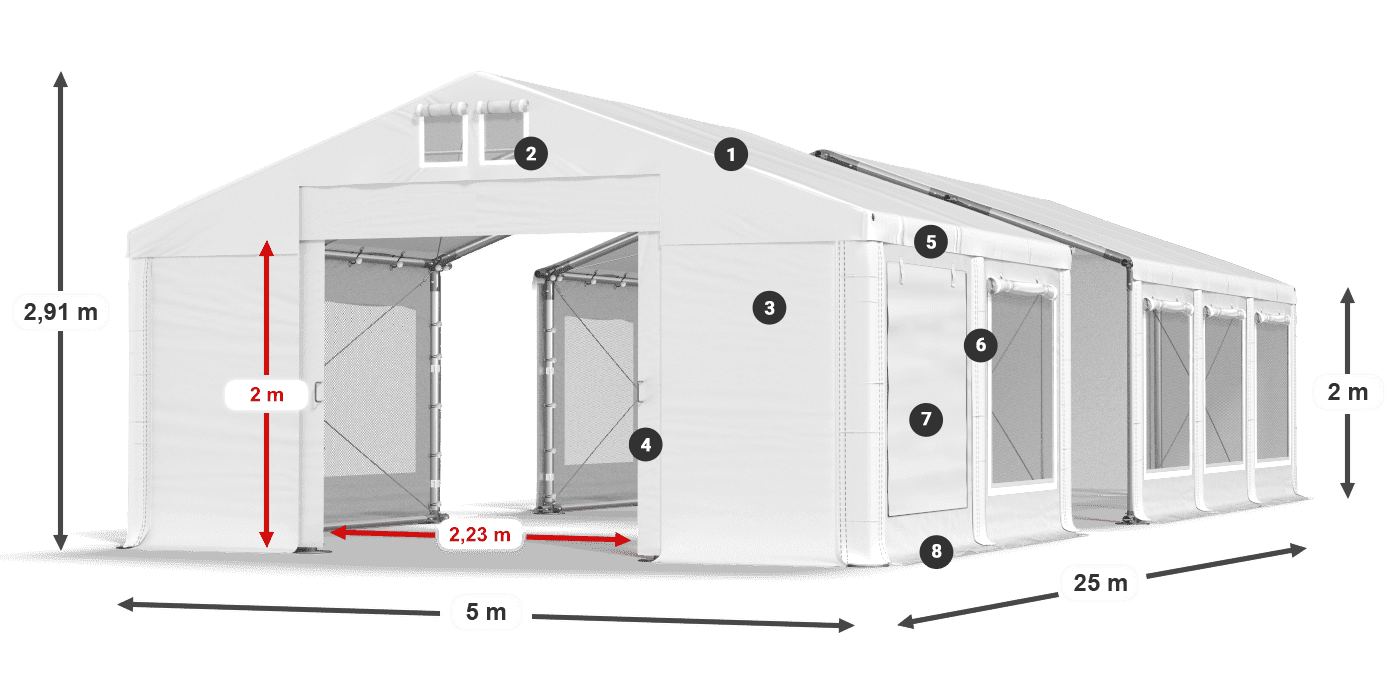 Dach: MS 580 PVC Wände: SD M 500 PVC 2m Legende