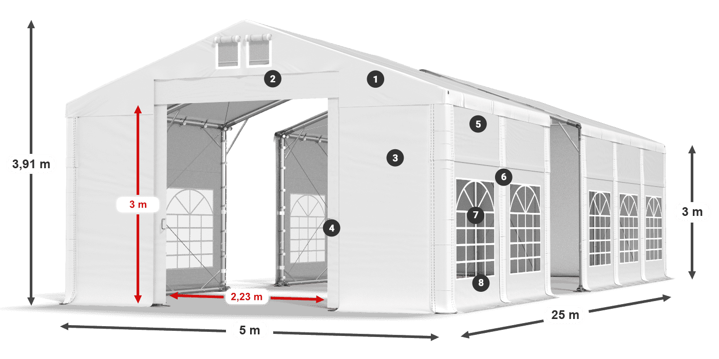 Dach: MS 580 PVC Wände: FR 620 PVC 3m Legende