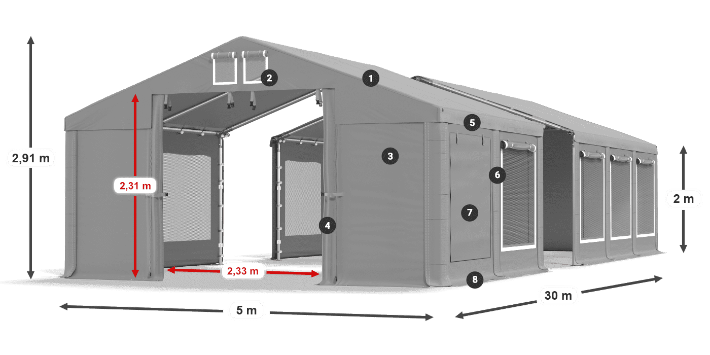 Dach: MS 580 PVC Wände: SD M 500 PVC 2m Legende