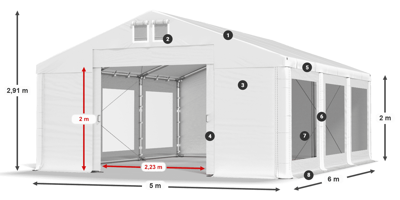 Dach: MS 580 PVC Wände: MS 580 PVC 2m Legende