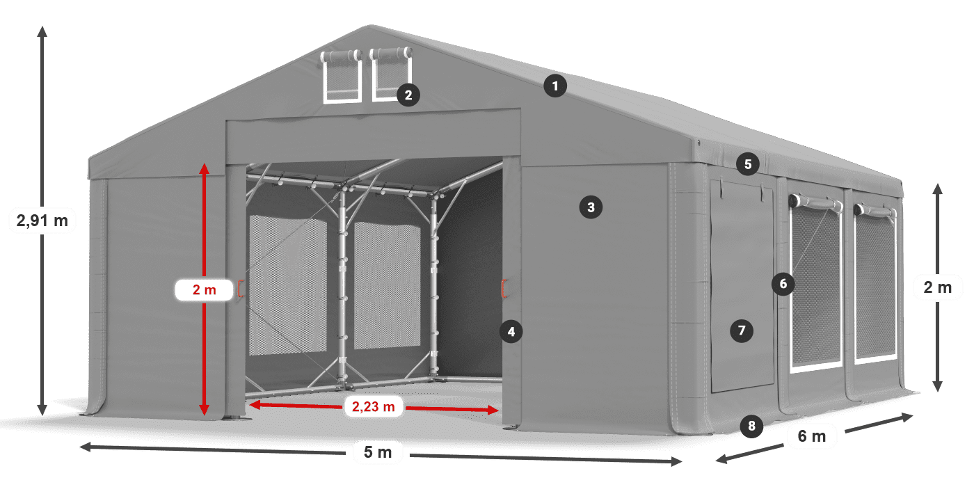 Dach: MS 580 PVC Wände: SD M 500 PVC 2m Legende