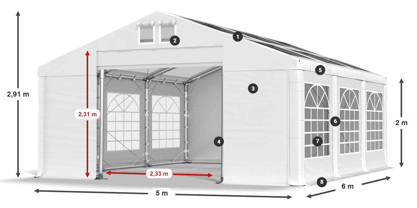 Dach: MS 580 PVC Wände: SD 500 PVC 2m Legende