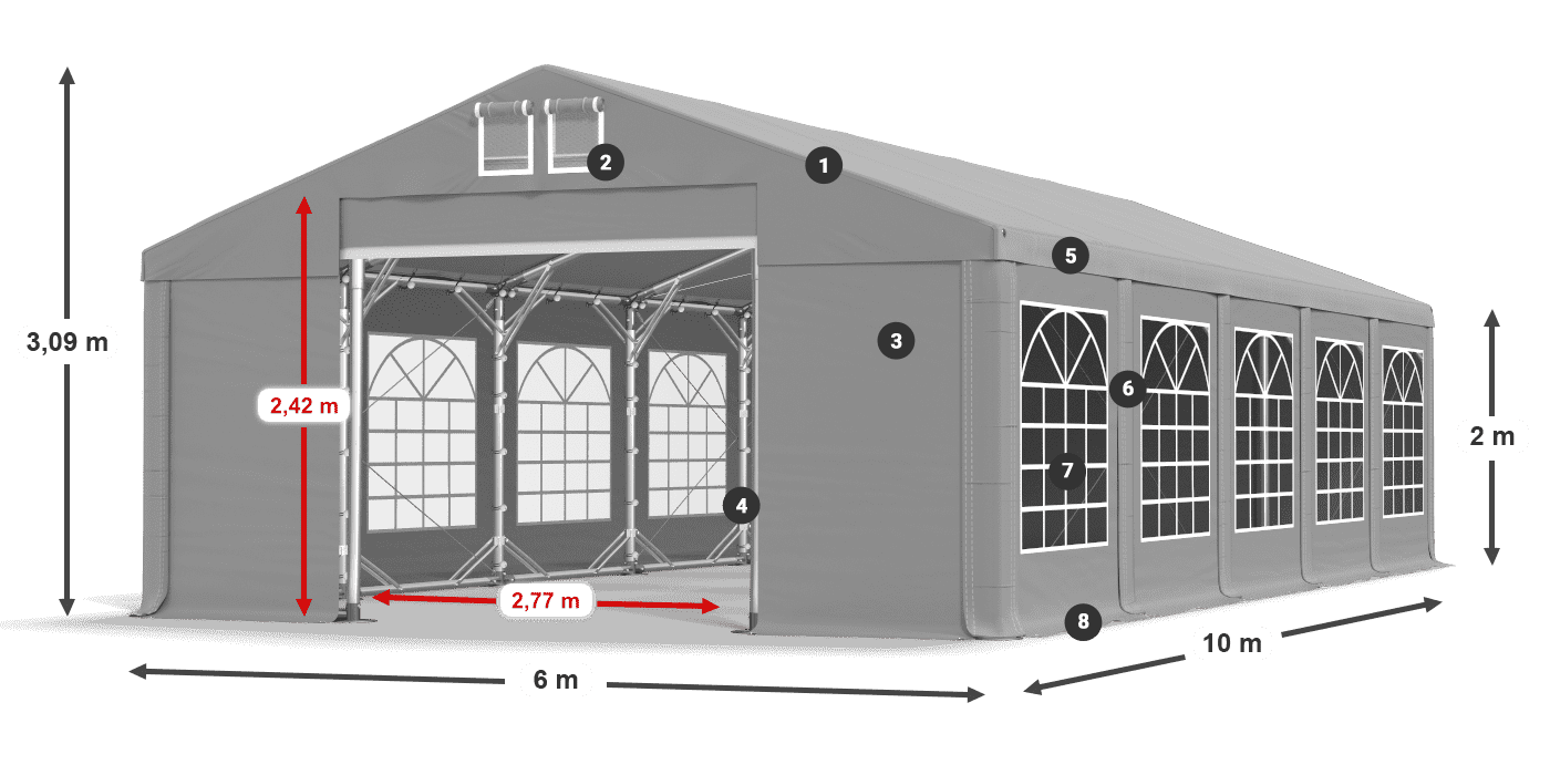 Dach: FR 620 PVC Wände: SD 500 PVC 2m Legende