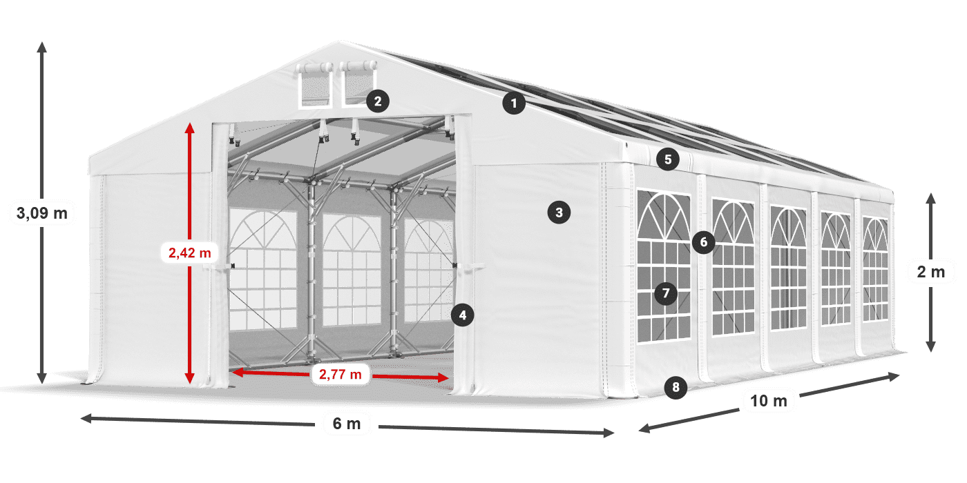 Dach: MS T 580 PVC Wände: FR 620 PVC 2m Legende