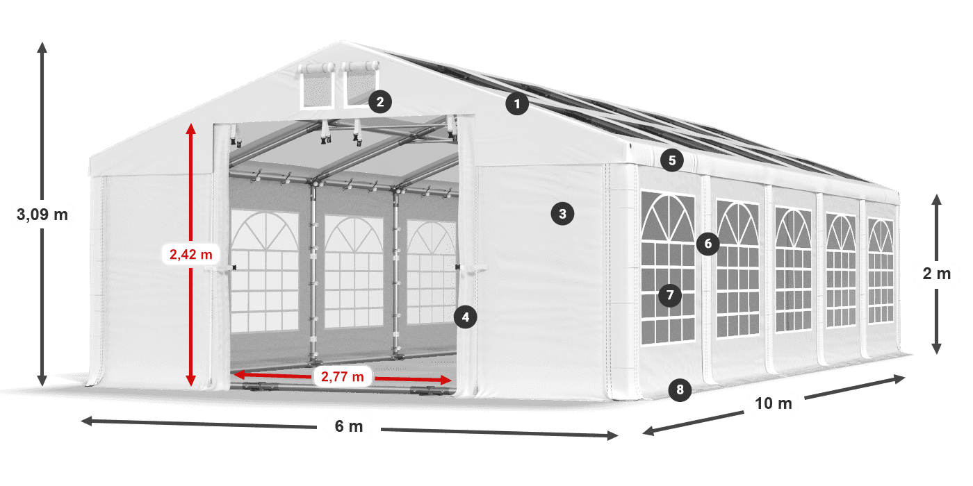 Dach: MS T 580 PVC Wände: FR 620 PVC 2m Legende