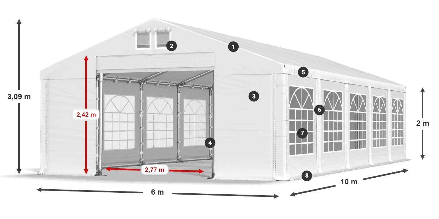 Dach: MS 580 PVC Wände: FR 620 PVC 2m Legende