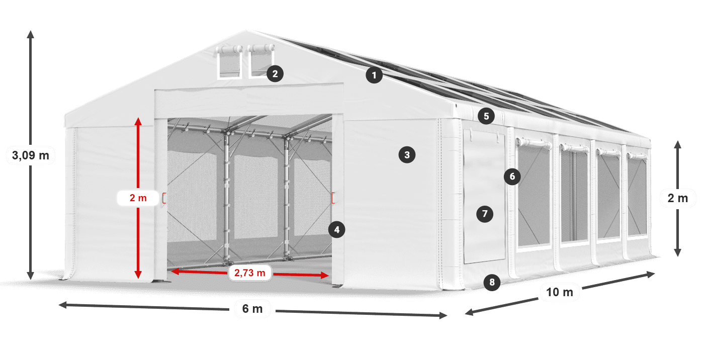 Dach: MS T 580 PVC Wände: SDM 500 PVC 2m Legende