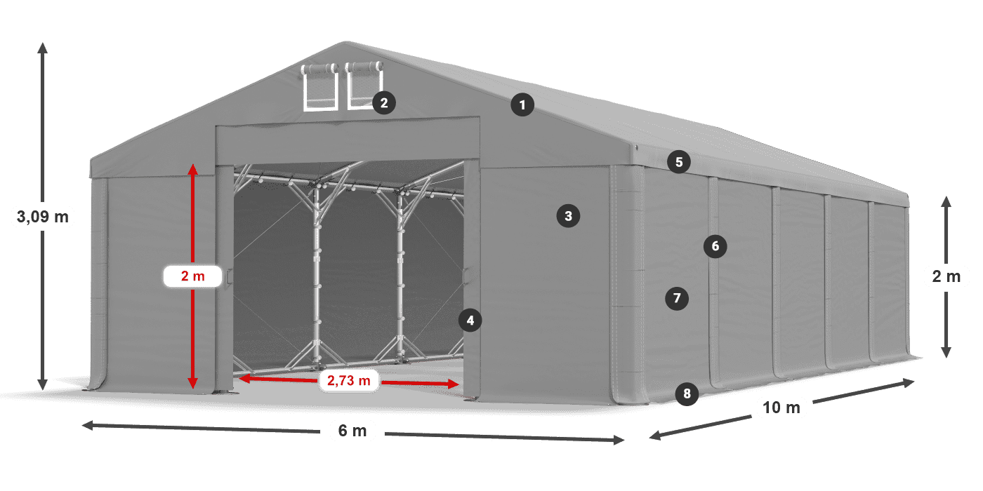 Dach: MS 580 PVC Wände: SD 500 PVC 2m Legende