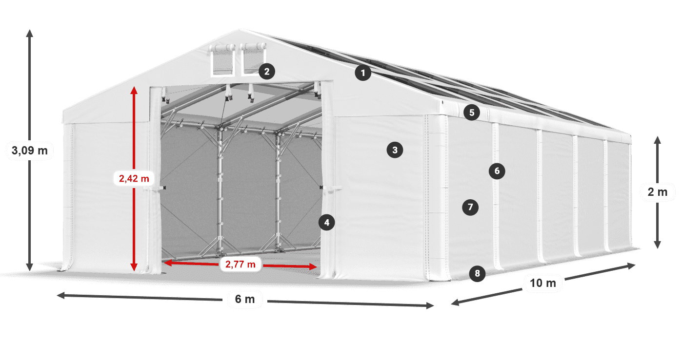 Dach: MS T 580 PVC Wände: SD 500 PVC 2m Legende