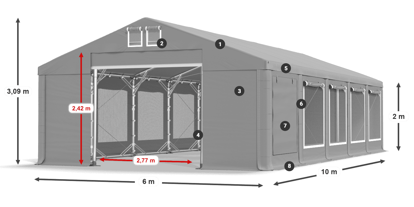 Dach: MS 580 PVC Wände: SD M 500 PVC 2m Legende
