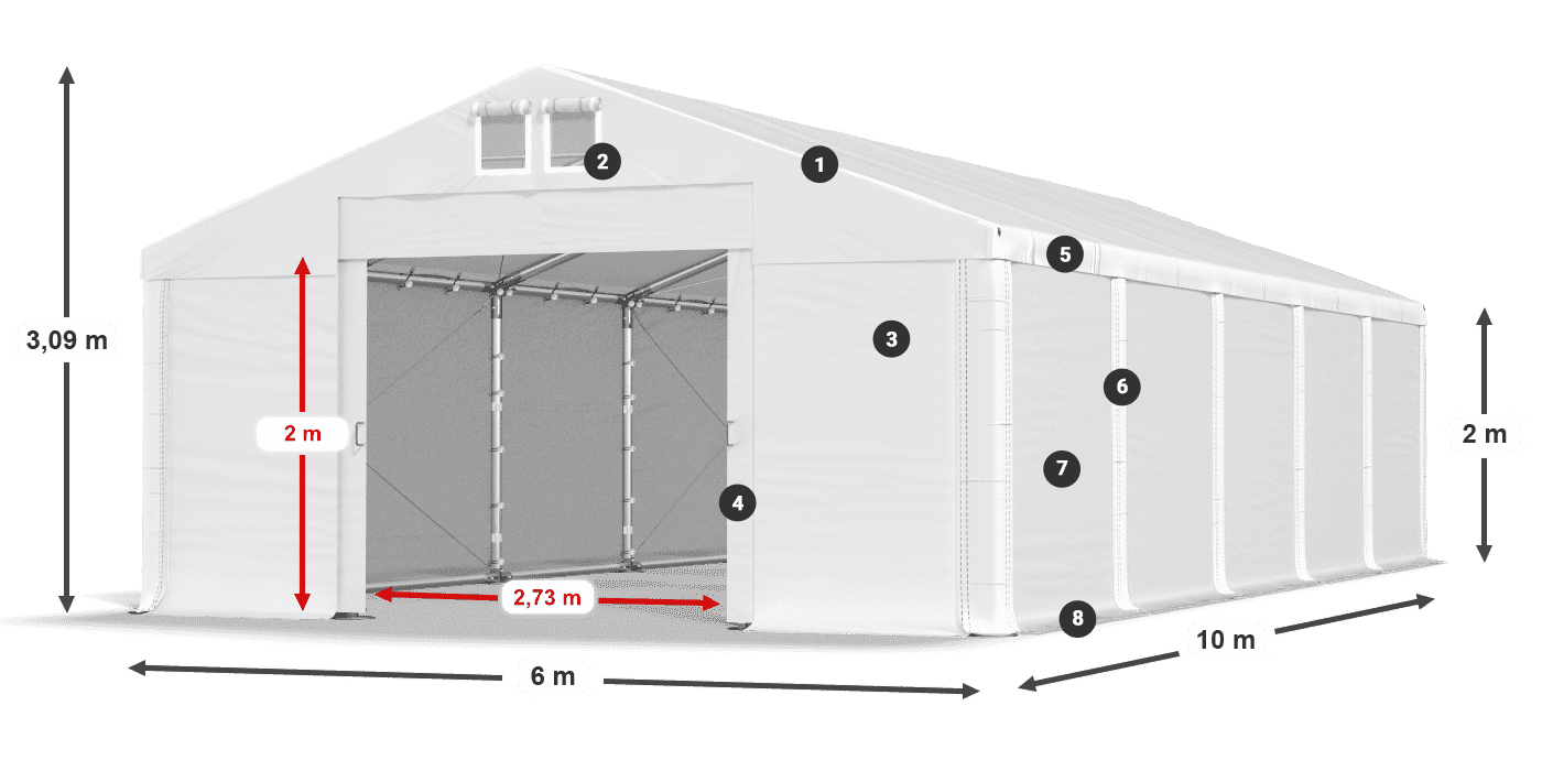 Dach: MS 580 PVC Wände: SD 500 PVC 2m Legende