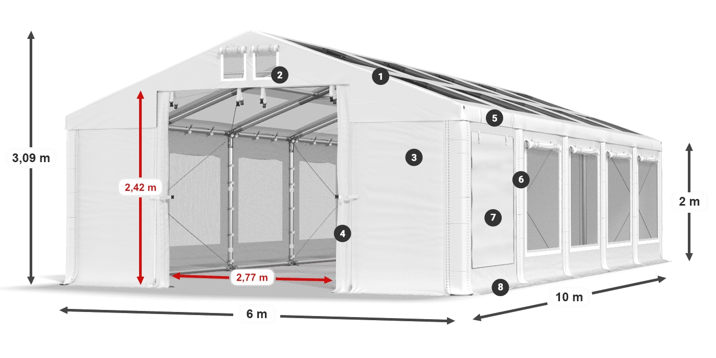 Dach: MS T 580 PVC Wände: SDM 500 PVC 2m Legende