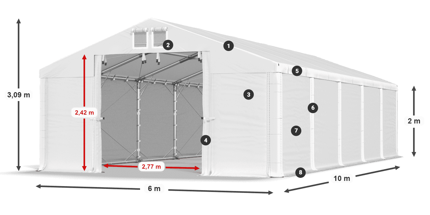 Dach: SD 560 PVC Wände: MS 580 PVC Legende 2m