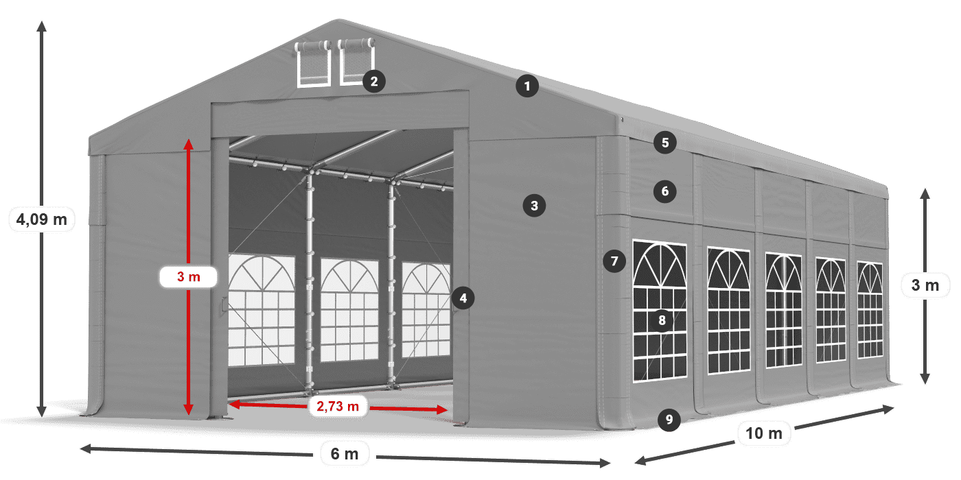 Dach: FR 620 PVC Wände: SD 500 PVC 3m Legende