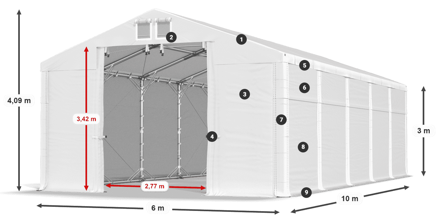 Dach: MS 580 PVC Wände: SD 500 PVC 3m Legende