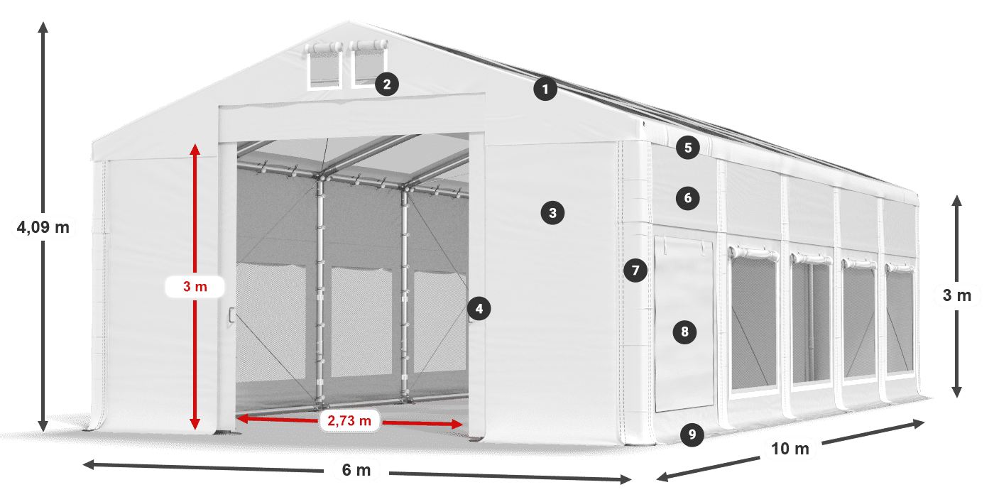 Dach: MS T 580 PVC Wände: SD M 500 PVC 3m Legende