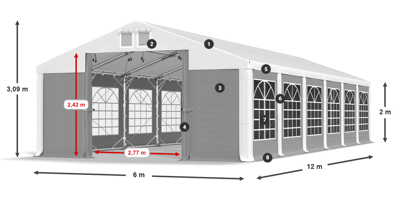 Dach: FR 620 PVC Wände: SD 500 PVC 2m Legende