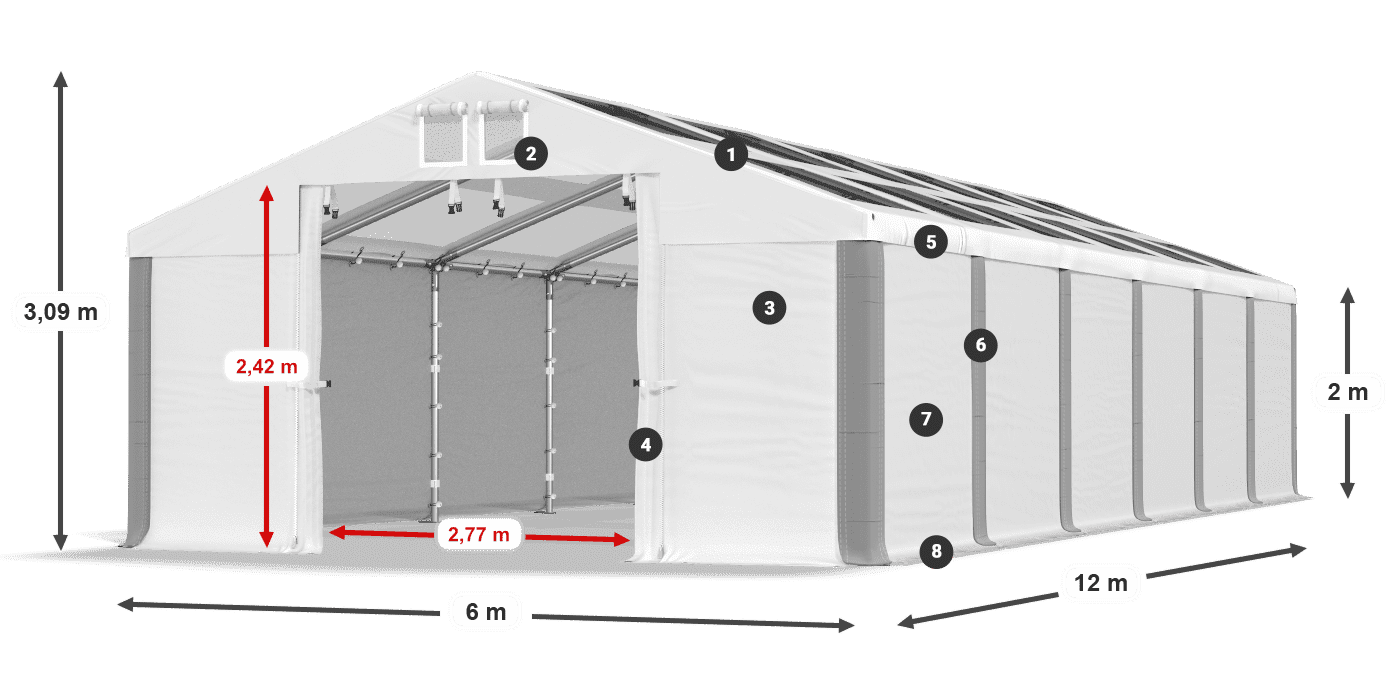 Dach: MS T 580 PVC Wände: SD 500 PVC 2m Legende