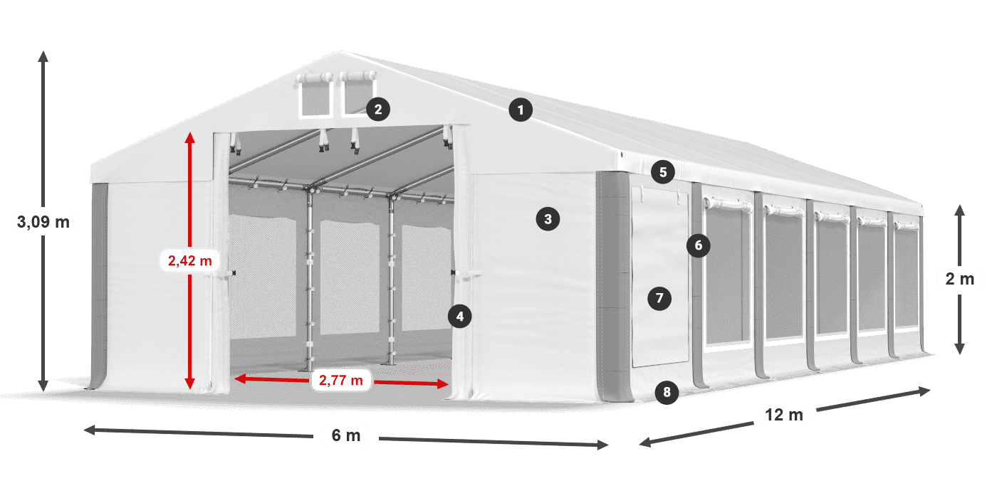 Dach: MS 580 PVC Wände: SD M 500 PVC 2m Legende