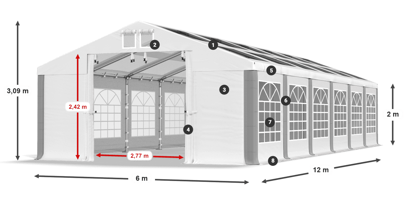 Dach: MS 580 PVC Wände: SD 500 PVC 2m Legende