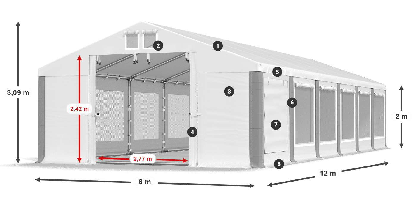 Dach: MS 580 PVC Wände: SD M 500 PVC 2m Legende