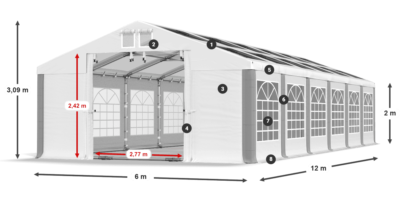 Dach: MS 580 PVC Wände: SD 500 PVC 2m Legende