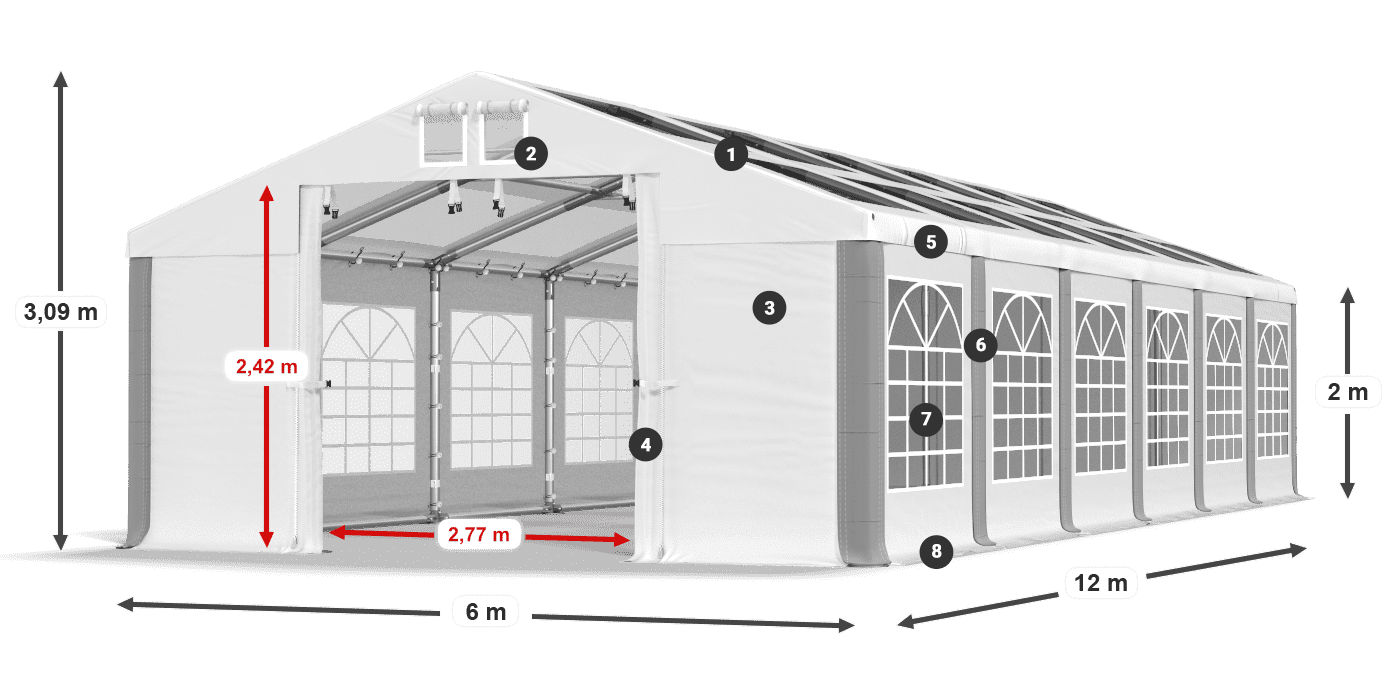 Dach: MS 580 PVC Wände: SD 500 PVC 2m Legende