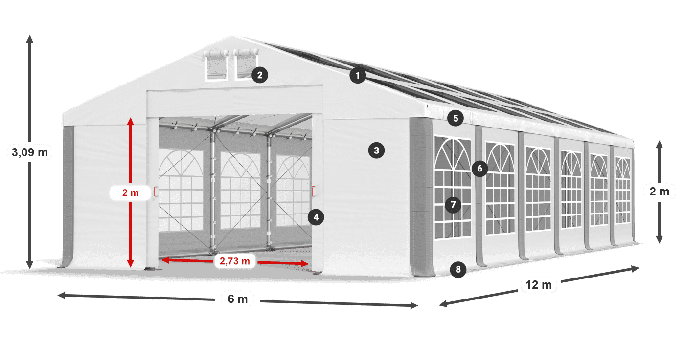 Dach: MS 580 PVC Wände: SD 500 PVC 2m Legende