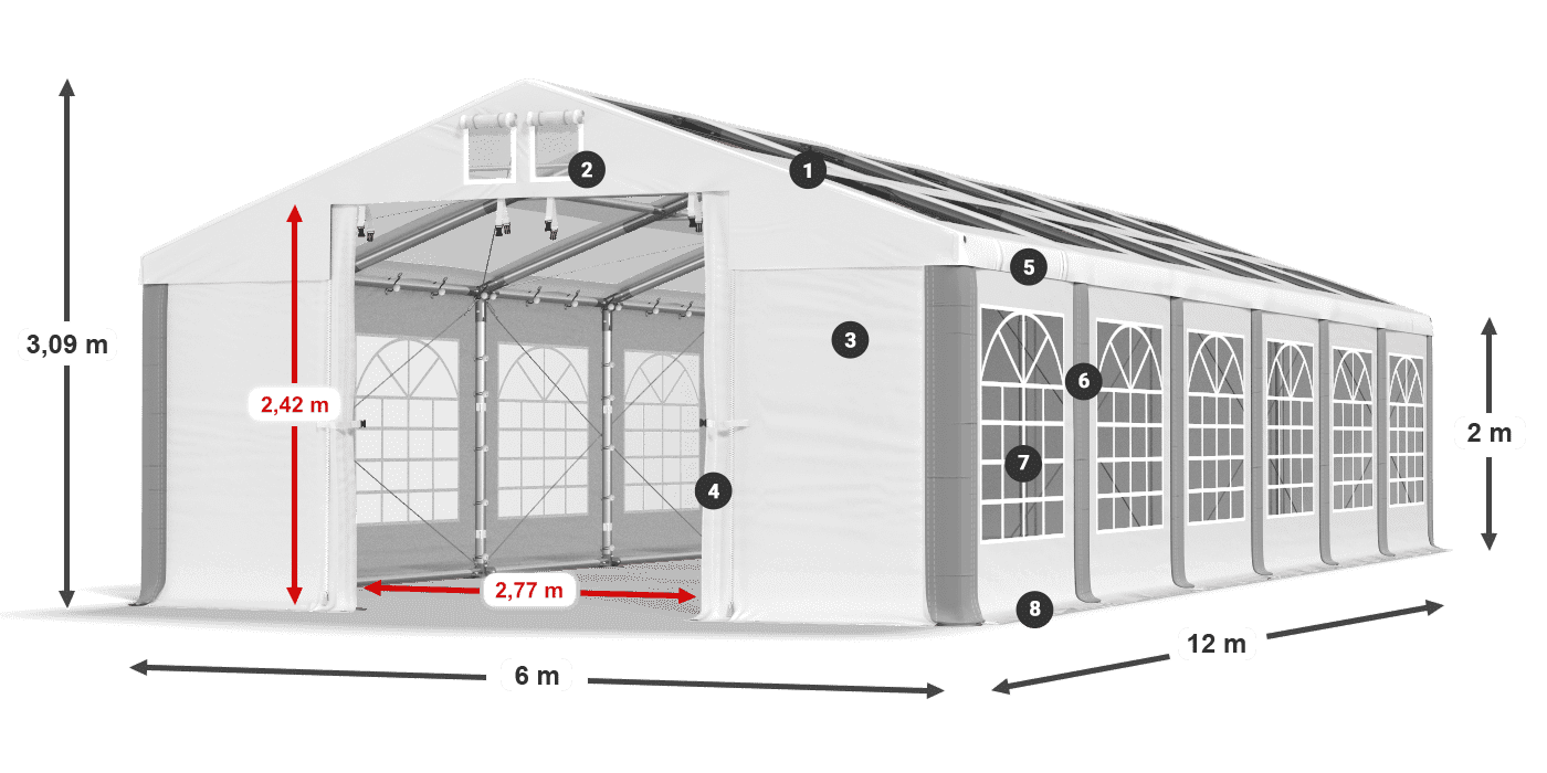 Dach: MS 580 PVC Wände: SD 500 PVC 2m Legende
