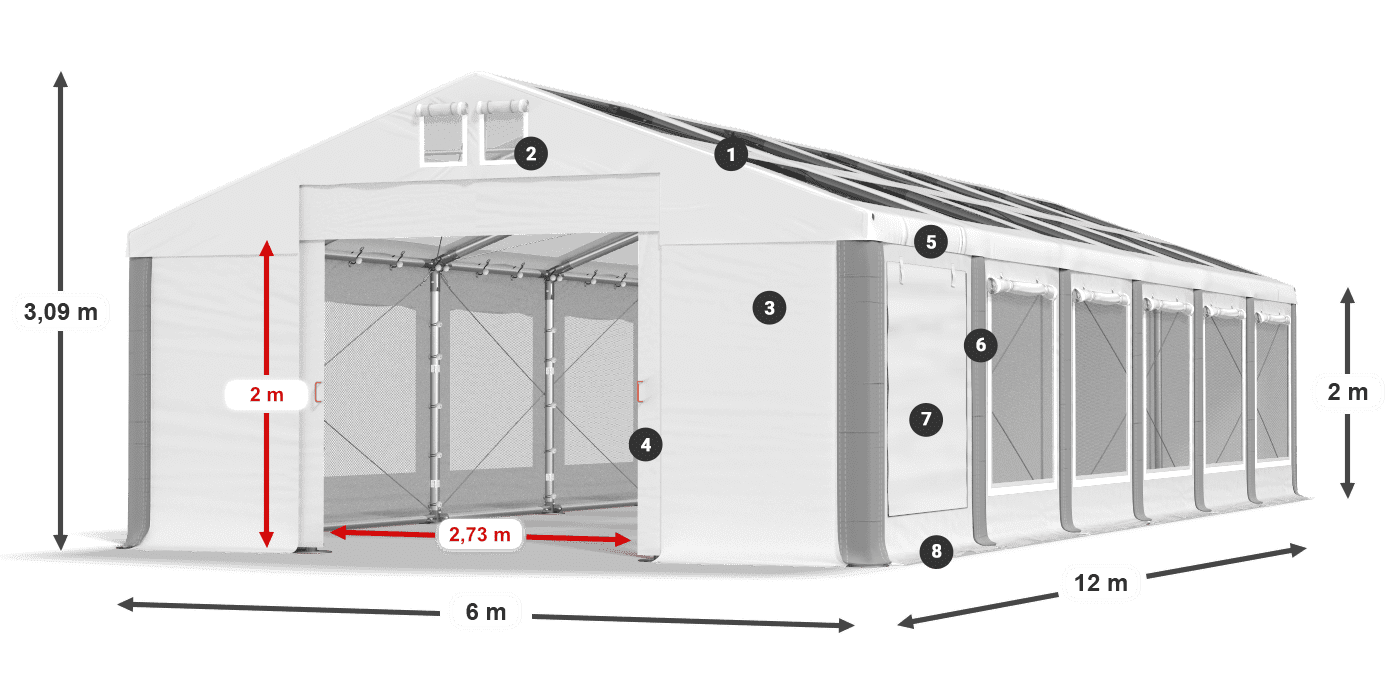 Dach: MS T 580 PVC Wände: SDM 500 PVC 2m Legende