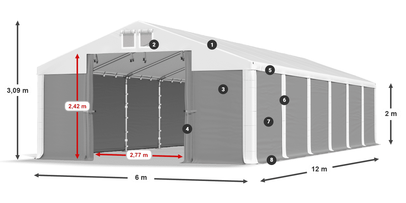 Dach: SD 560 PVC Wände: MS 580 PVC Legende 2m