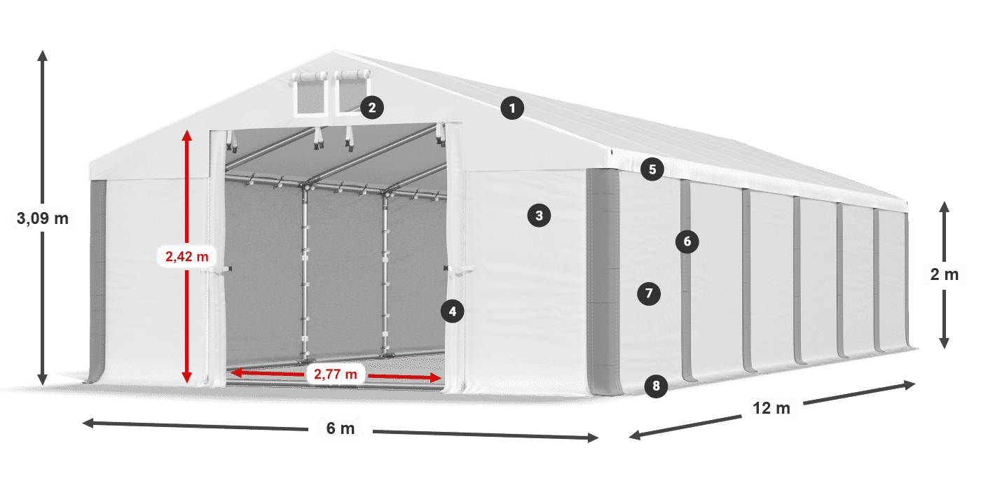 Dach: SD 560 PVC Wände: MS 580 PVC Legende 2m