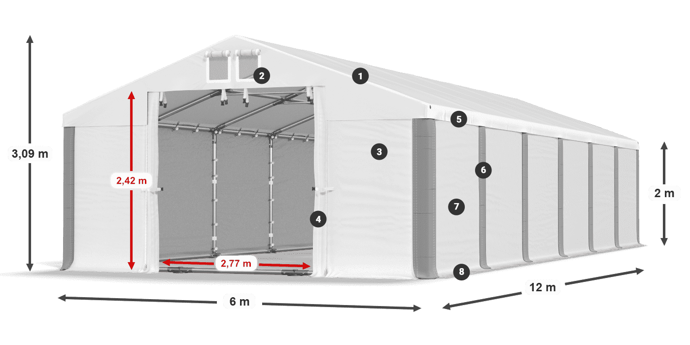 Dach: SD 560 PVC Wände: MS 580 PVC Legende 2m
