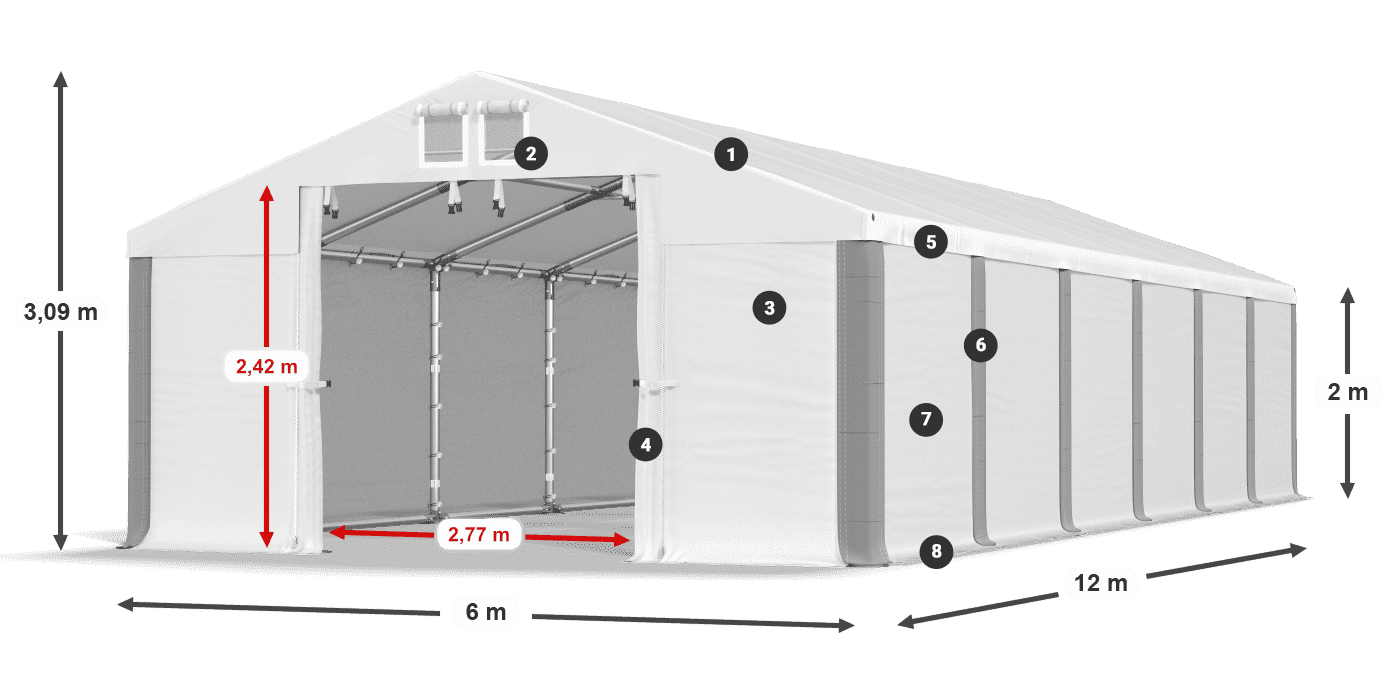 Dach: SD 560 PVC Wände: MS 580 PVC Legende 2m