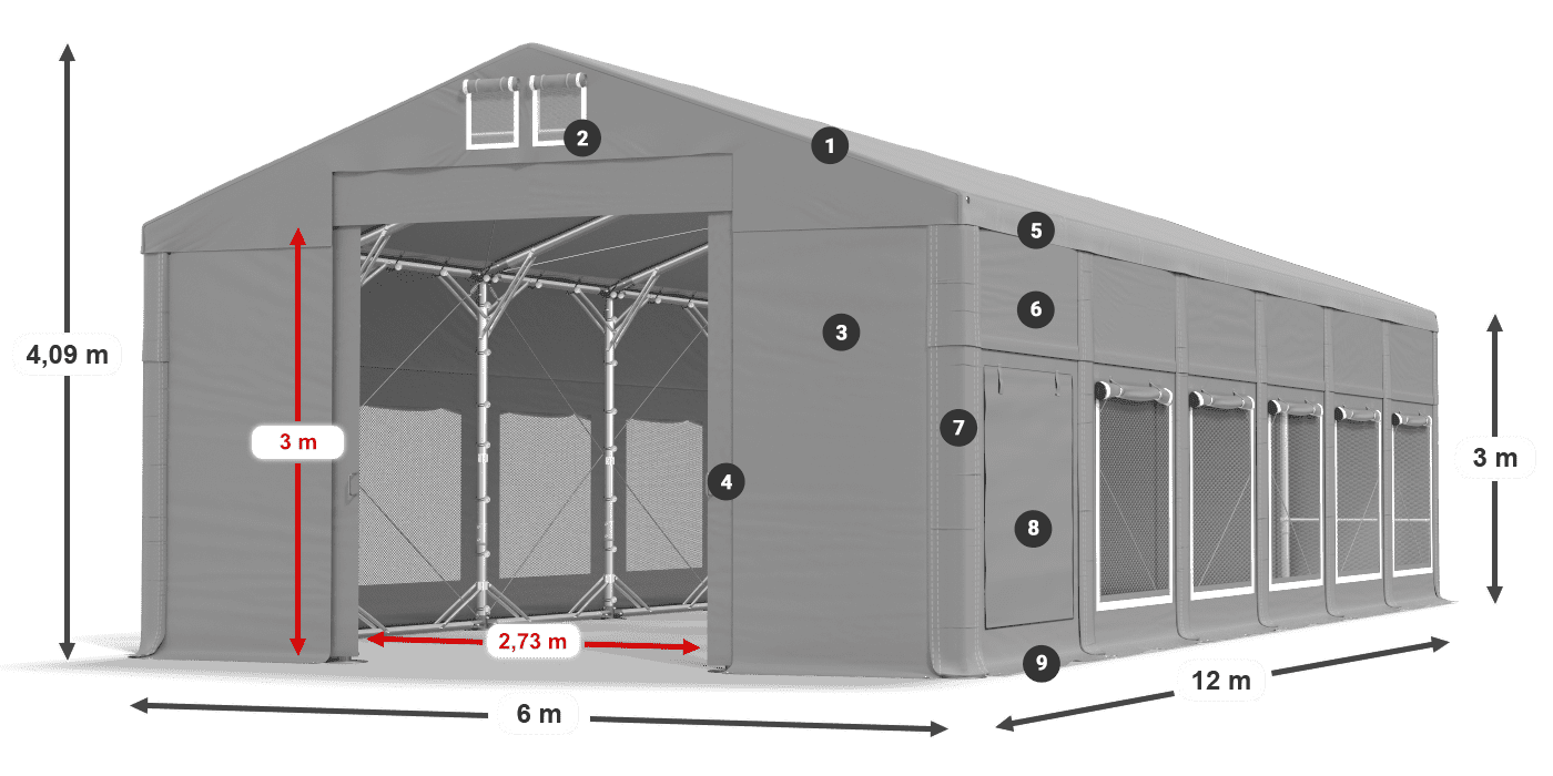 Dach: MS 580 PVC Wände: SD M 500 PVC 3m Legende