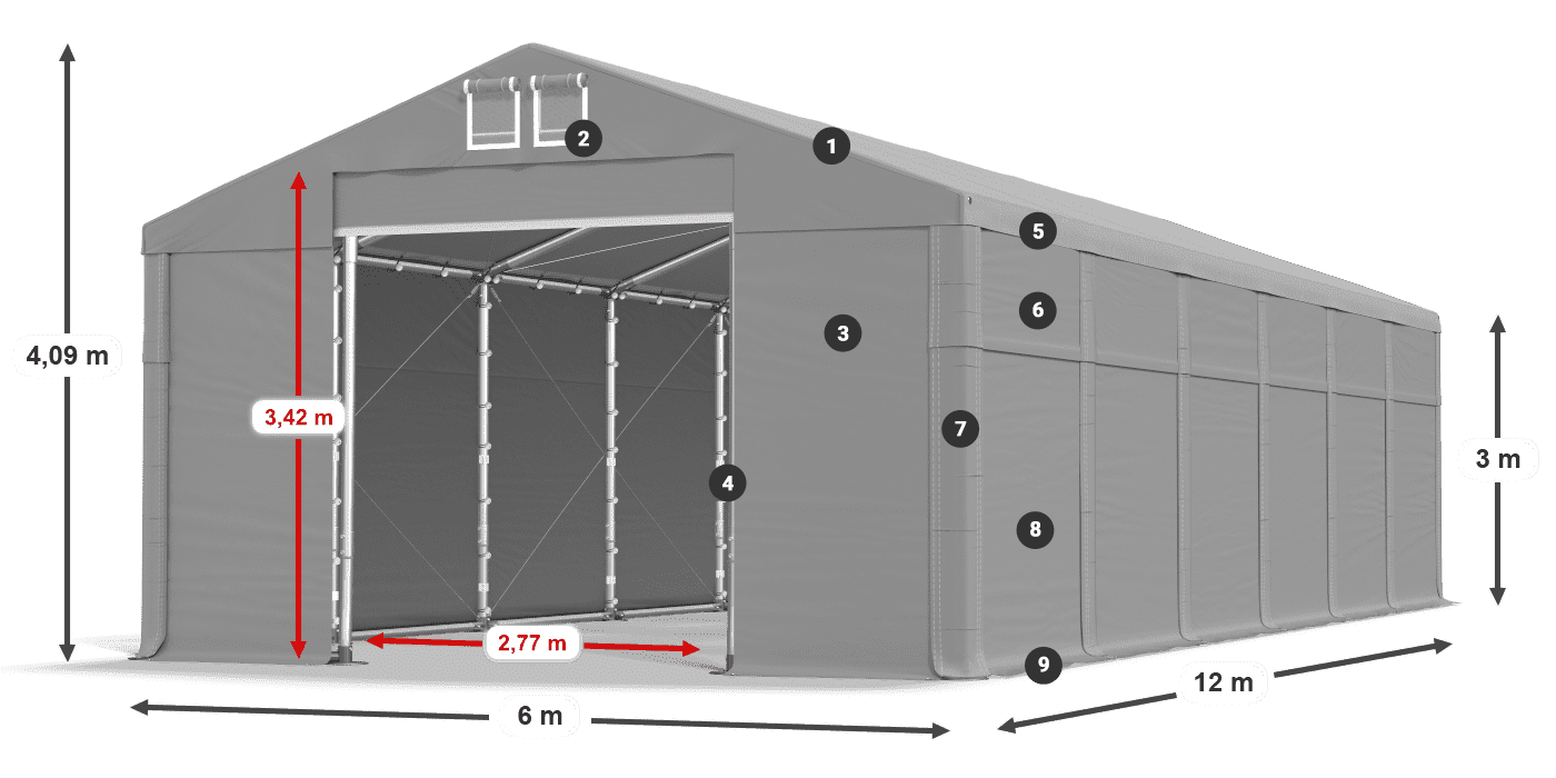 Dach: MS 580 PVC Wände: SD 500 PVC 3m Legende