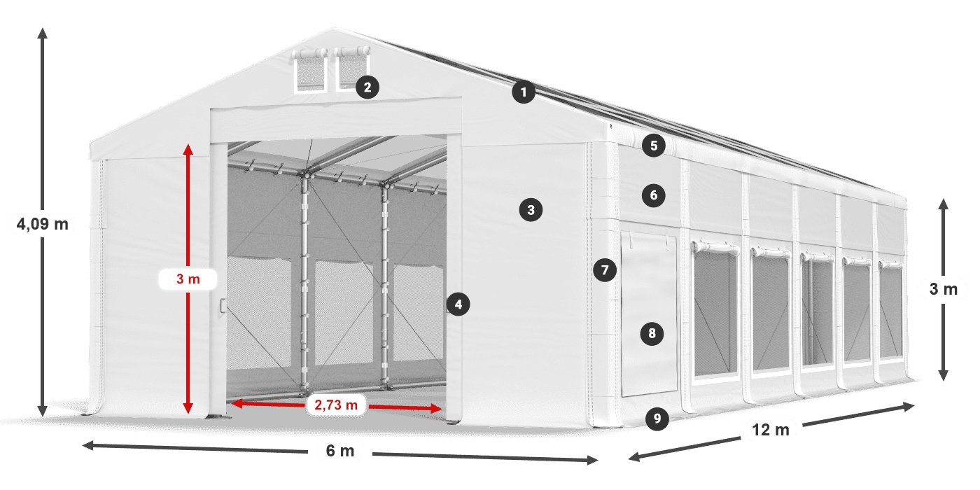 Dach: MS T 580 PVC Wände: SD M 500 PVC 3m Legende